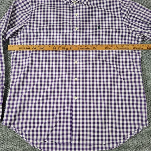 Polo Ralph Lauren Purple Gingham Check Long Sleeve Non Iron Shirt XL - Picture 5 of 7
